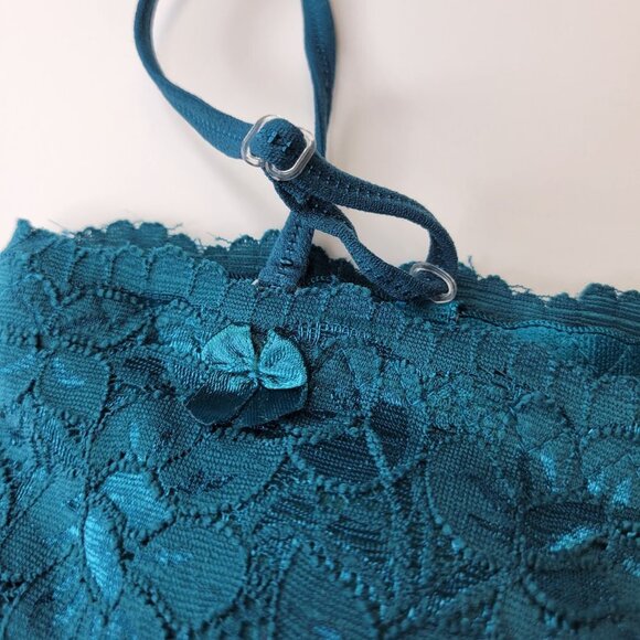 Sexy Blue Bralette Crop Top Lace Bandeau Adjustable Straps Removable Pads - NEW - Picture 11 of 12